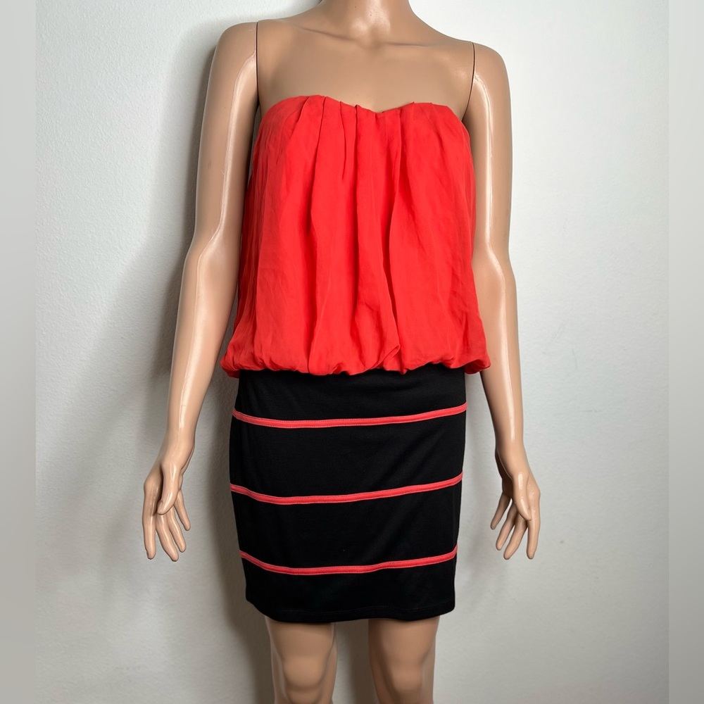 Trixxi Women’s Dress Sleeveless Deep Orange/black Elastic Waist Size L
